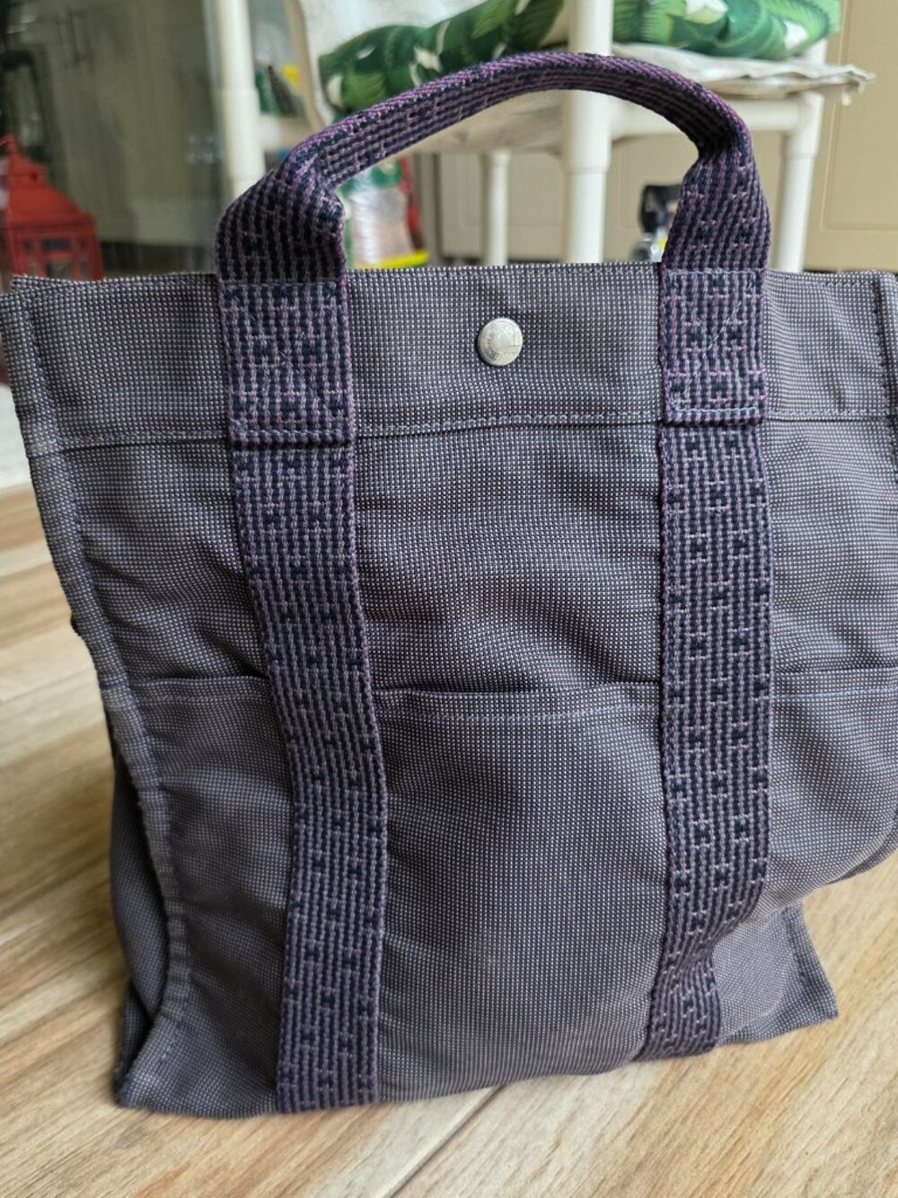 Herme's Her Line Black Canvas Back-Pack